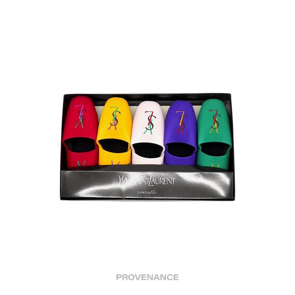 🔴 Yves Saint Laurent YSL Logo 5 Slipper Box Set -Multicolor - Picture 1 of 7